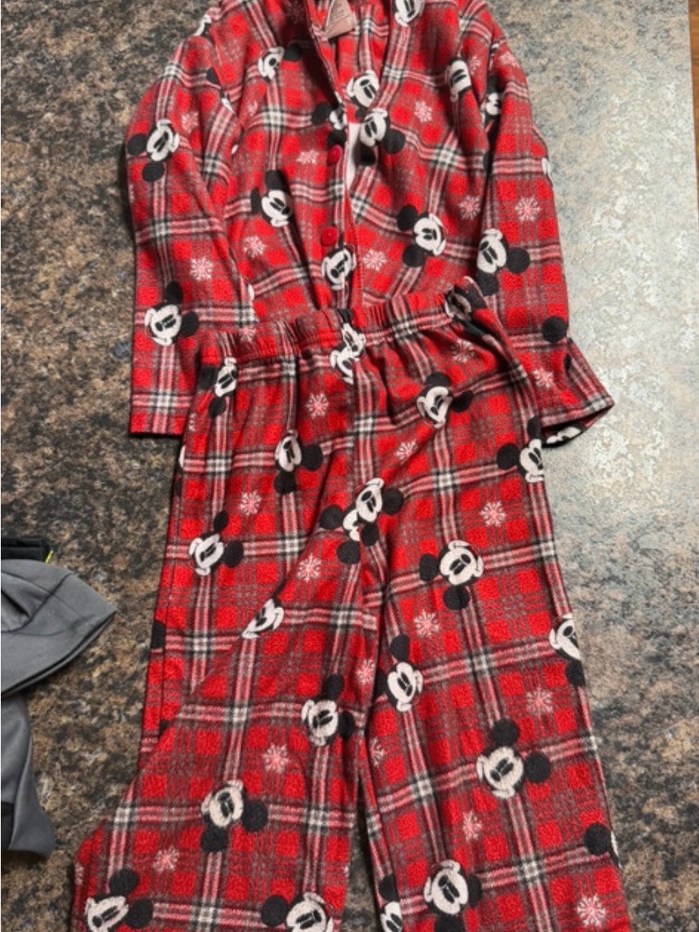 Disney Red Plaid Mickey Mouse Fleece Pajama Set